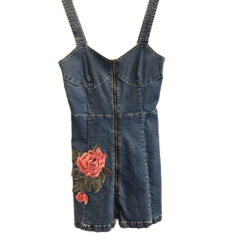 Vintage handmade denim embroidered dress. Size Small